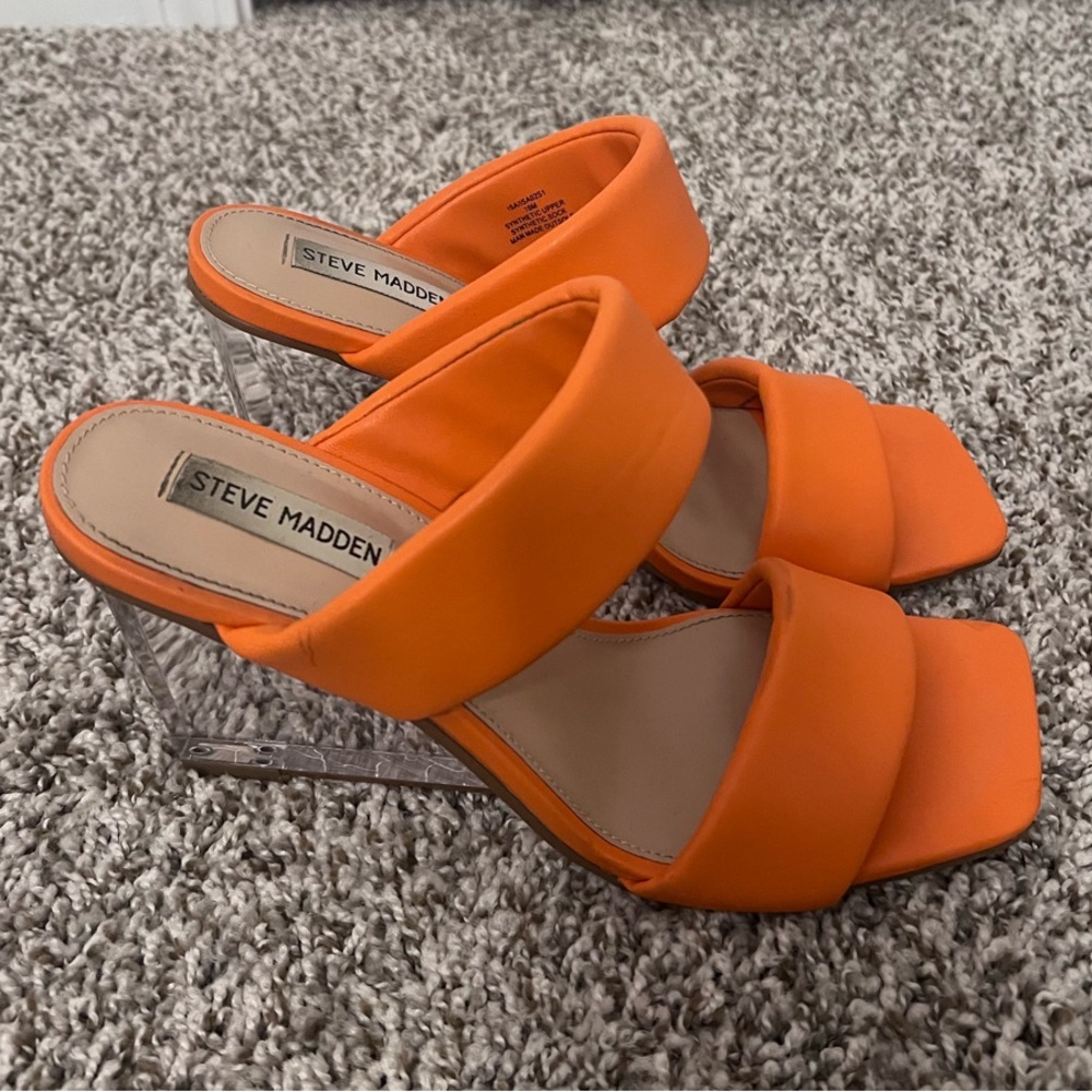Steve Madden Orange Block Heel/ Mule Sandals